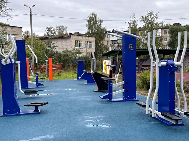 Новая спортплощадка, новые тренажёры